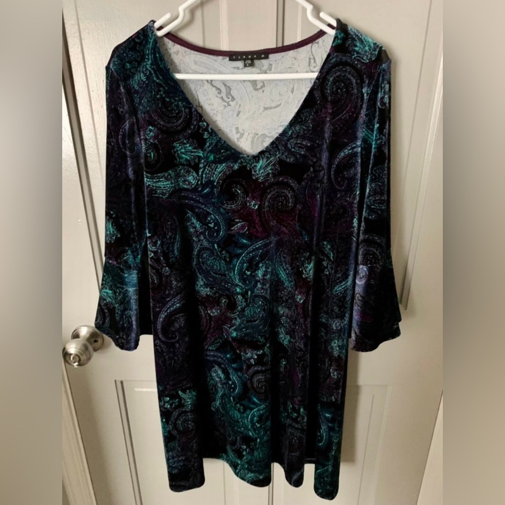 NWOT Tiana B. Paisley Velvet Dress Size L